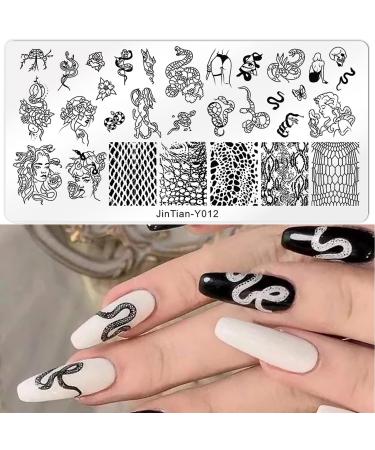 NICENEEDED Snake Nail Art Stamping Plates Geometry Nail Stamp Templates for Nail Art Equipment Animal Design Nail Plate for DIY Nail Decor Nail Art Tools