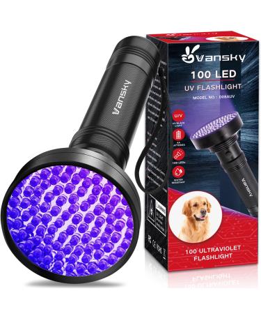 UV Light Blacklight Ultraviolet Torch Bright 100 LED UV Torch Flashlight 395nm Dry Cats/Dog Urine Stain Detectors Curing UV Resin UV Black Light Torch OCD Cleaning Finding Golf Balls/Scorpions Black-100led