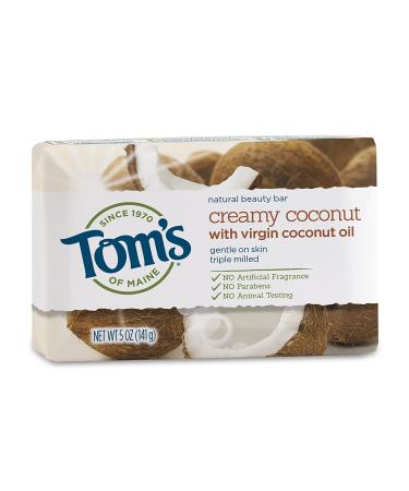 Tom's of Maine Natural Beauty Bar Soap - Creamy Coconut (5 oz, 6-Pack) with Virgin Coconut Oil - Buy Online on SooperMarket.com
