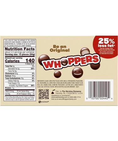 Hershey Whoppers Original Malted Milk Balls 141g Box - Authentic American Treat - Buy Online on SooperMarket.com