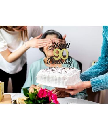 Shop Sumerk 90th Birthday Cake Attachments - Gold & Black Decorations Perfect for 90th Birthday Party - Buy Online on SooperMarket.com