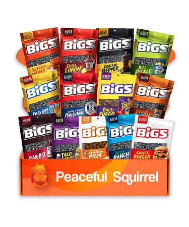 Peaceful Squirrel Variety BIGS Sunflower Seeds Sampler Pack - 13 Flavors, Keto Friendly On-The-Go Snack - 5.35oz - Buy Online on SooperMarket.com