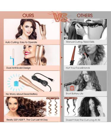 Automatic Curling Iron - Professional Hair Curler with 1 Large Slot 4 Temps 3 Timer Settings - Dual Voltage & Anti-Tangle for Perfect Curls - Buy Online on SooperMarket.com