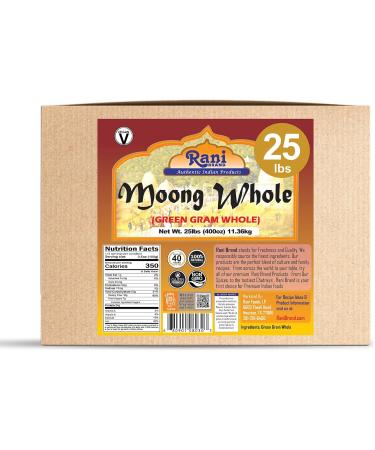 Rani Moong Whole (Ideal for Cooking & Sprouting Whole Mung Beans with Skin) Lentils Indian 400oz (25lbs) 11.36kg Bulk Box All Natural | Gluten Friendly | Non-GMO | Vegan | Indian Origin - Buy Online on SooperMarket.com