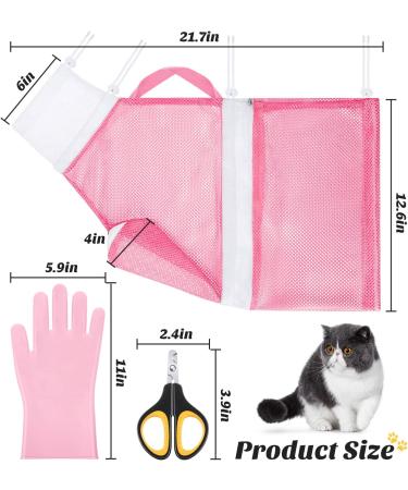 4-Piece Cat Grooming Bath Bag Set with Gloves and Nail Clippers - Perfect for Cats & Dogs Bathing and Nail Trimming - Buy Online on SooperMarket.com