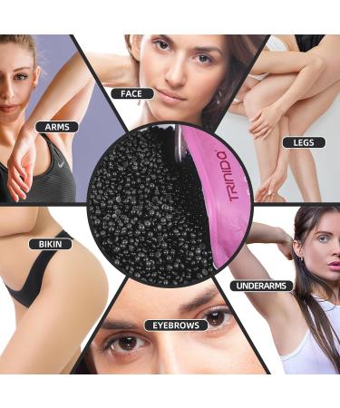 TRINIDa Charcoal Hard Wax Beads 1kg with 10 Applicators - Gentle Hair Removal for Full Body, Facial, and Legs - Painless Wax Beads for Women and Men - Buy Online on SooperMarket.com