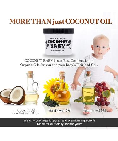 Organic Coconut Baby Oil for Hair & Skin - All Natural, Moisturizing, Gentle Massage Oil - Infused with Sunflower & Grape Seed Oils - 2 fl oz - Buy Online on SooperMarket.com