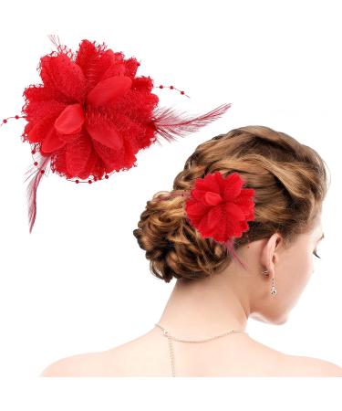 Gjinxi Feather Flower Headwear for Women Artificial Bohemian Flower Hairpin Hawaiian Plumeria Hairpin for Seaside Holiday Bridal Hair Accessories Bobby Pins Headwear for Woman Girl Lady Kids