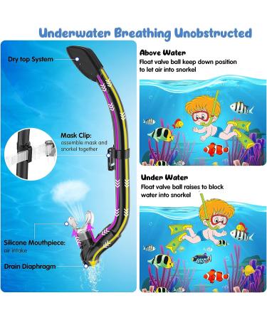 Seovediary Kids Snorkel Set - Anti-Fog Mask, 180آ° View Dry Snorkel & Fins with Travel Bag | Perfect for Diving & Swimming - Buy Online on SooperMarket.com