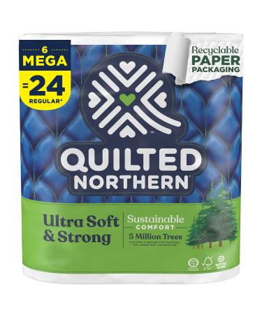 Quilted Northern Ultra Soft & Strong Toilet Paper with Paper Packaging, 6 Mega Rolls  24 Regular Rolls