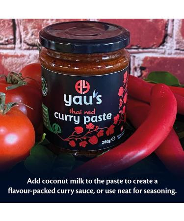 Yau's Thai Red Curry Paste Traditional Mild Curry Paste Vegan Soy-Free and Gluten-Free Spicy Marinade and Pesto Easy and Tasty Chinese Red Curry Paste 3 x 280g - Buy Online on SooperMarket.com