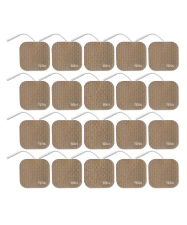 TENS Wired Electrodes Compatible with TENS 7000, Premium Replacement Pads for TENS Units, Discount TENS Brand (2in x 2in, 20 Pack)