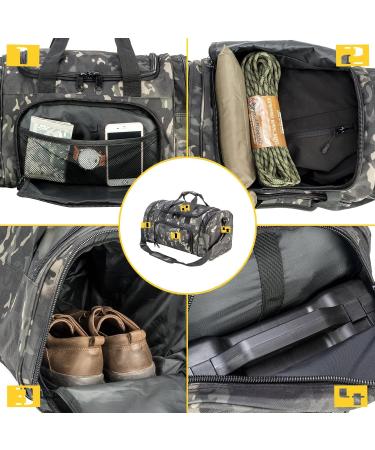 PANS Military Waterproof Duffel Bag with Shoes Compartment - Black Multicam | Tactical Outdoor Gym Bag for Sports Travel & Camping - Buy Online on SooperMarket.com