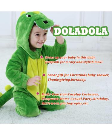 Doladola Unisex Baby Boys Girls Flannel Green Dinosaur Romper Jumpsuit 6-12 Months - Buy Online on SooperMarket.com