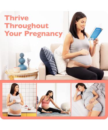 AZMED Maternity Belly Band for Pregnant Women - Pregnancy Support Belt for Abdomen, Pelvic, Waist & Back Pain Relief - Adjustable Maternity Belt for All Stages of Pregnancy & Postpartum - Beige - Buy Online on SooperMarket.com
