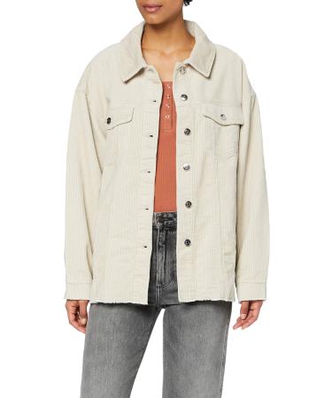 ONLY Female Long Shirt Jacket Corduroy Shirt XL Silver Lining