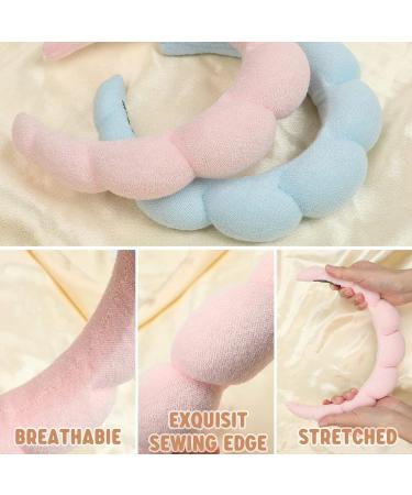 2 PCS Women Sponge Spa Headbands | Terry Cloth Fabric Hair Band for Skincare, Makeup & Shower | Blue Pink Color Set - Buy Online on SooperMarket.com