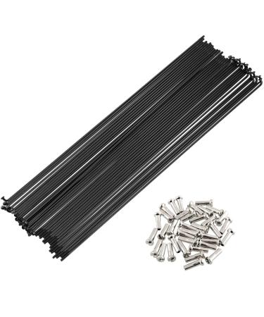 WINOMO 36Pcs 14G J Bend Bicycle Mountain Bike Steel Spokes Bike Spokes and Nipples 260mm