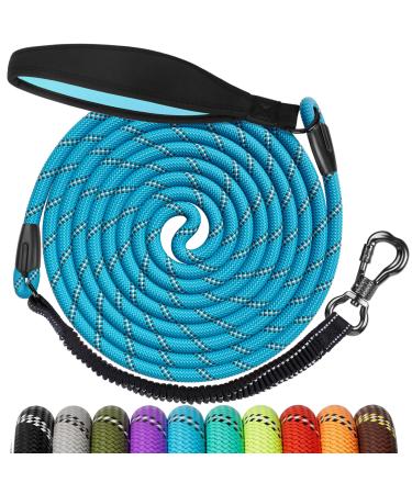 Aystkniet Bungee tow leash for dogs 30m shock -absorbing dog leash with padded handle reflective threads lockable hook for medium large dog 30m 8mm blue
