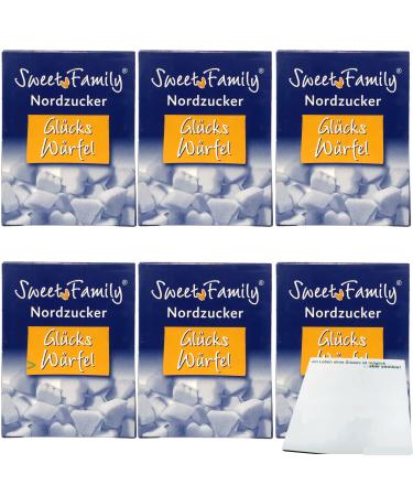 Nordzucker Sweet Family Lucky Cubes Sugar Cubes in Decorative Shapes Pack of 6 (6x500g) + usy Block