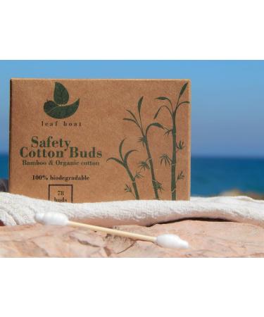 LEAF BOAT Biodegradable Cotton Buds 78 Pieces | Eco-Friendly Vegan Ear & Makeup Cleaning | GOTS Certified | Recycled Packaging | Plastic-Free - Buy Online on SooperMarket.com