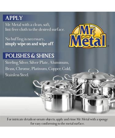 Mr. Metal Metal Polish Liquid - Non-Abrasive All Metal Cleaner - 8 oz Instant Sterling Silver, Brass, and Chrome Polish - Buy Online on SooperMarket.com