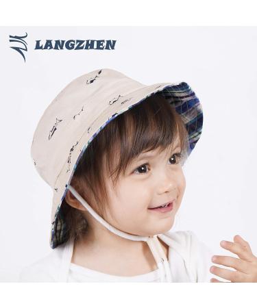 LANGZHEN Baby Girls Beach Sun Hat - Adjustable Wide Brim Toddler Kids Hat with Chin Strap for Sun Protection - Beige Fish Design (4-8 Years) - Buy Online on SooperMarket.com