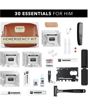 Pinch Provisions Hemergency Kit for Men | 30 Grooming Essentials & Travel Accessories | Ideal Gift for Grooms & Best Men - Cognac - Buy Online on SooperMarket.com