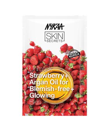 Nykaa Naturals Skin Secrets Bubble Sheet Mask Strawberry and Argan Oil 0.67 oz - Sheet Face Mask for Dull Dry Skin - Reduces Dark Spots Blemishes