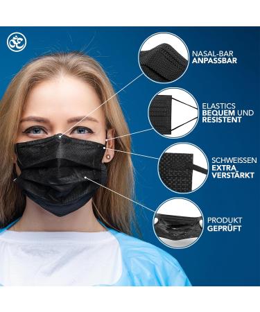 Buy EN14683 Certified Medical IIR 3-Layer Face Masks - 98% BFE Disposable Surgical Mask (50 Pack Black) - Buy Online on SooperMarket.com