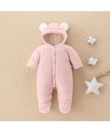 Puseky Newborn Baby Cartoon Bear Snowsuit - Hooded Fleece Romper Jumpsuit for 0-3 Months - Buy Online on SooperMarket.com