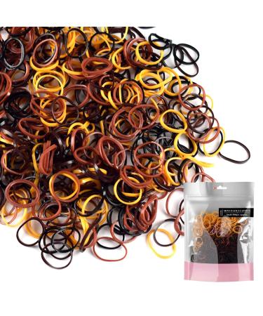 Extra Strong Mini Hair Ties 500 Count Kids Stretchy Elastic Hair Bands for Girls Size S - Brown S (500 Count) brown