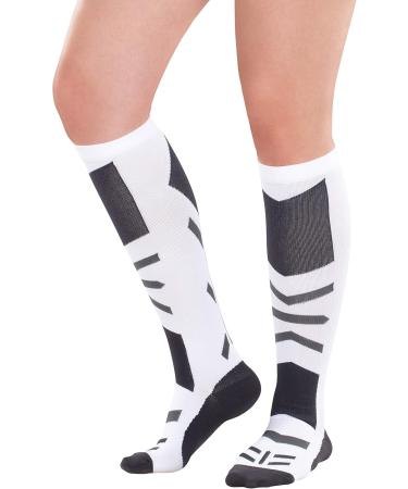 COMPREX Compression Stockings | Ultimate Ski Travel & Pregnancy Socks | Breathable Compression Socks (White/Gray Size 35-38) - Buy Online on SooperMarket.com