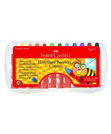Faber-Castell Beeswax Crayons in Durable Storage Case 12 Vibrant Colors 12 Count