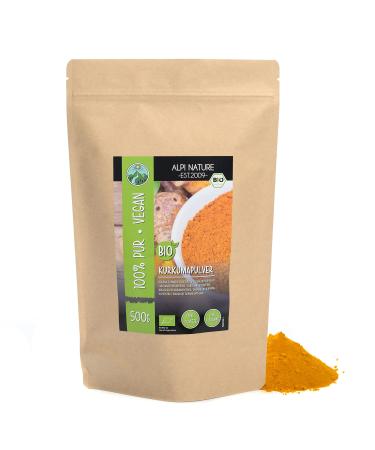 Organic turmeric powder (500g) at least 5% curcumin turmeric powder from controlled organic cultivation gluten -free lactose -free laboratory test vegan turmeric root gently dried and ground 500 g (1 Pack)