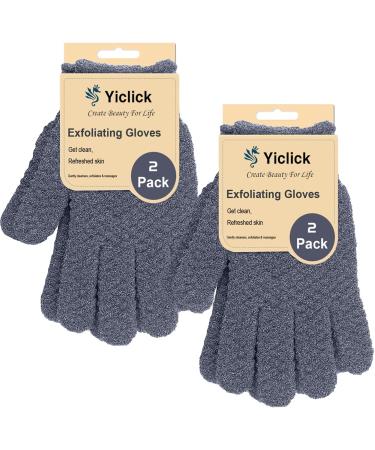 Yiclick Heavy Exfoliating Gloves (2Pair 4Pcs)  Exfoliating Body Scrubber for Bath Shower Exfoliation  Body Scrub Exfoliator For Dead Skin Remover  Exfoliate Sponge Loofah Washcloth Mitt for Men Women 2Pairs (4Pcs)