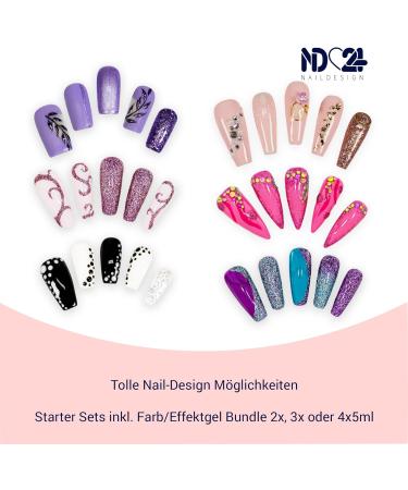 ND24 Naildesign Premium Geln gel Starter Set - Gel Kit with Adhesive Assembly French Sealing Gel LED Lamp Accessories - Made in Germany for Beginners - Buy Online on SooperMarket.com