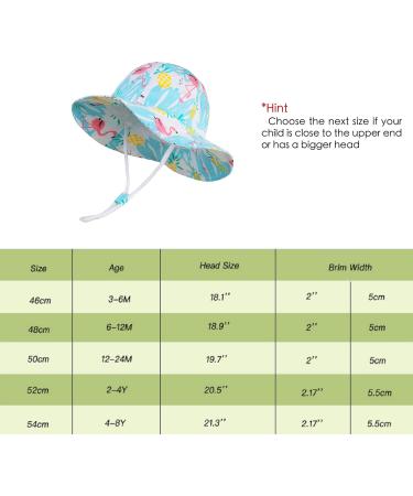 LANGZHEN Baby Girls Beach Sun Hat | Adjustable Wide Brim Toddler Hat with Chin Strap | Flamingo Print | 6-12 Months - Buy Online on SooperMarket.com