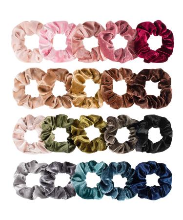 Whaline Hair Scrunchies Velvet Hair Bobble Elastics Hair Bands Soft Hair Ties for Girls  Women (20 Colors)