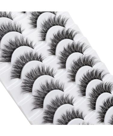 MilyBest 10 Pairs Asian Spiky Anime Mink Cat Eye False Eyelashes | Fluffy Wispy Clear Band for Natural Look & Extensions Pack A-Chic - 18MM - Buy Online on SooperMarket.com