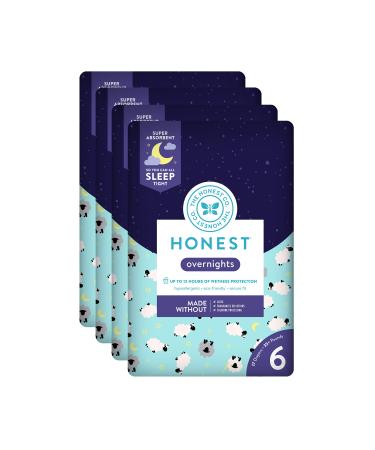 The Honest Company Overnight Diapers, Sleepy Sheep, Size 6, 17 Count (Pack of 4) 17 Count (Pack of 4) Sleepy Sheep
