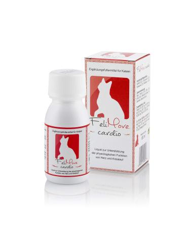 Felimove Cardio Herz-Liquid (60 ml) |Supports heart blood pressure coagulation and circulation in a product |especially for cats with omega-3 (EPA DHA) Taurin Carnitin Crataegus