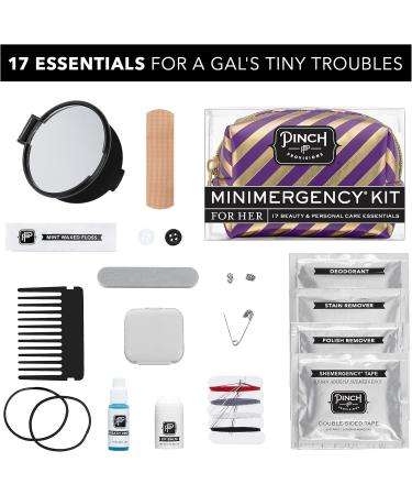 Pinch Provisions Candy Stripe Minimergency Kit | 17 Travel-Sized Cosmetic Essentials | Perfect Gift for Christmas & Birthdays | Emergency Beauty Accessories in Purple - Buy Online on SooperMarket.com