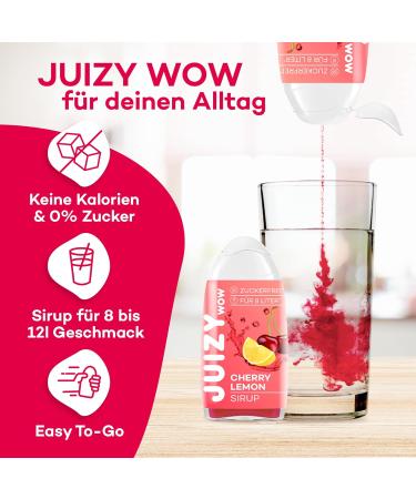 Juizy WoW Sugar-Free Cherry Lemon Syrup - 12 x 65ml | Zero Calories Vegan Beverage Concentrate | Natural Drink Mix - More Juice Less Calories - Buy Online on SooperMarket.com