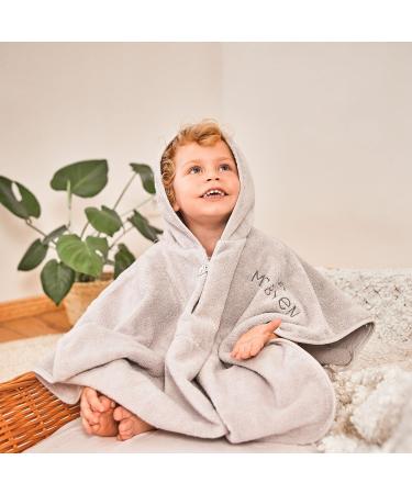 Mabyen Baby Hooded Bathrobe - 100% Organic Cotton Baby Poncho in Light Grey | Eco-Friendly One Size International Shipping - Buy Online on SooperMarket.com