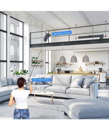 Duster with Extension Pole for Cleaning High Ceilings & Low Places - Ideal for Ceiling Fans, Cabinets, Sofas & Small Spaces - Buy Online on SooperMarket.com