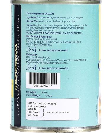 Urban Platter Ready To Use Chickpeas in Brine 400g (Canned Drained Weight 240g) - Buy Online on SooperMarket.com