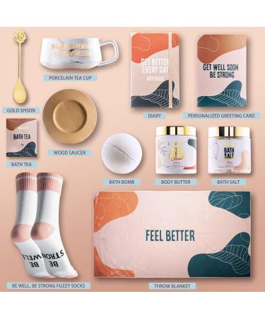 Get Well Soon Care Package for Women - 13pc Sympathy Spa Kit Gift Basket with Throw Blanket and Diary - Self Care Gifts for Women - Buy Online on SooperMarket.com