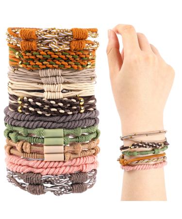 20Pcs Boho Hair Ties 5 Styles Hair Ties for Women Elastic Ponytail Cute Bracelet Hair Holders for Hair Soft Hair Bands 10 Colors No Damage Hair Elastics