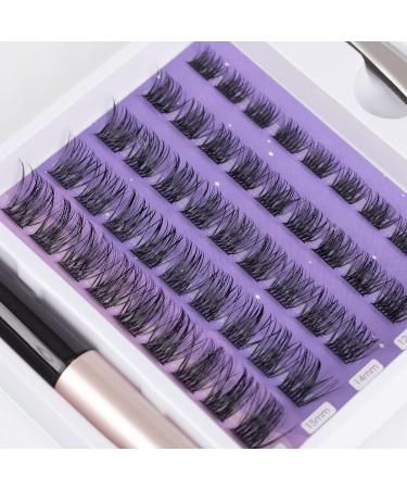 Curl 45 Clusters DIY False Eyelashes Kit with Clear Glue - Natural Easy Fan Russian Lashes Extensions | Reusable Soft Individual Lashes 10-16mm - OP04 - Buy Online on SooperMarket.com